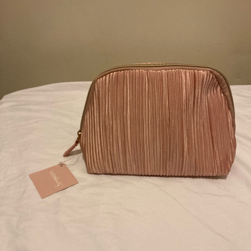 Cosmetic Pouch Stuffed Pleated Pink Cosmetic P